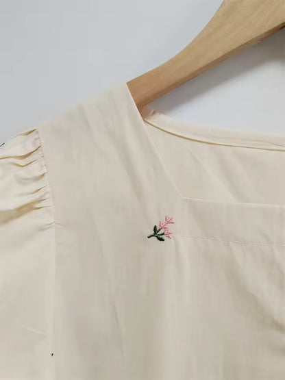 Mommy And Me Embroidered Floral Puff Sleeve Matching Dress Set
