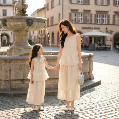 Family Matching Outfits Set Women Men Kids Summer Casual Clothes