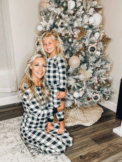 Mommy And Me Christmas Plaid Pajamas Long Sleeve Sleepwear Set