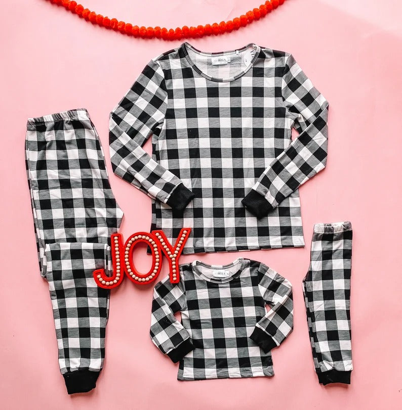 Mommy And Me Christmas Plaid Pajamas Long Sleeve Sleepwear Set