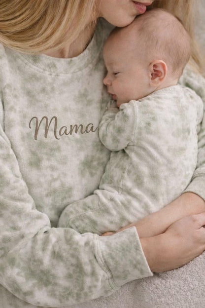 Mommy and Baby Tie Dye Matching Sweatshirt Jogger Lounge Set