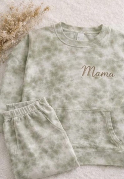 Mommy and Baby Tie Dye Matching Sweatshirt Jogger Lounge Set