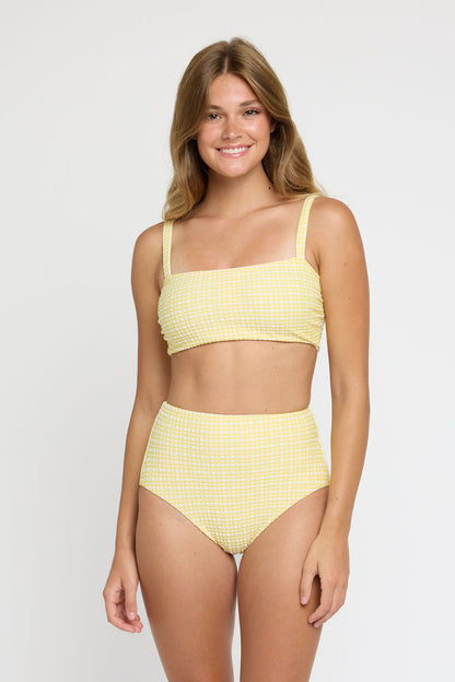 Lucia Bralette Top in Yellow Seersucker