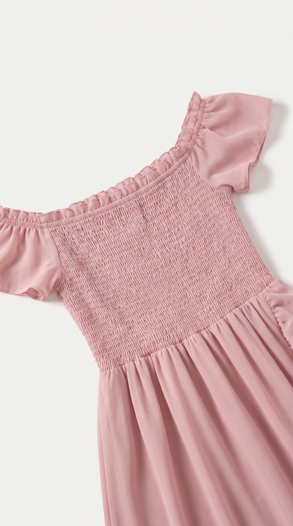 Mom and Daughter Off Shoulder Ruffle Summer Maxi Dress