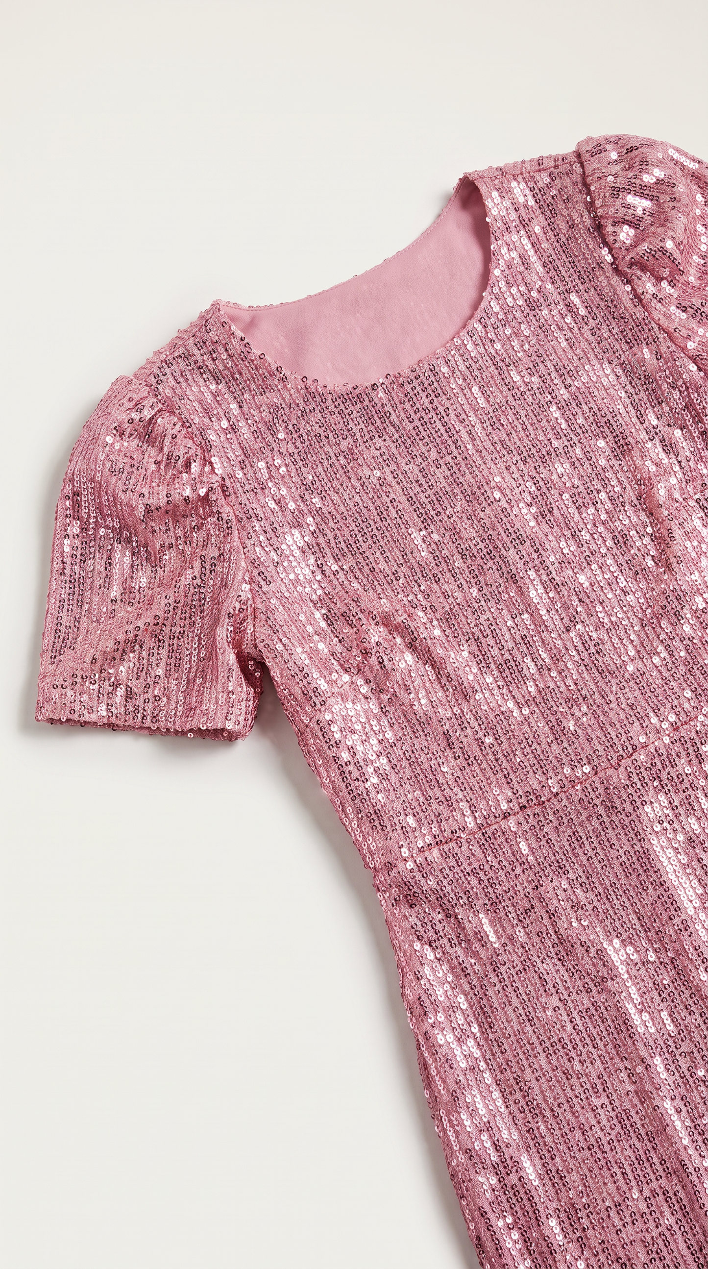 Mom and Daughter Pink Sequin Short Sleeve Party Dress