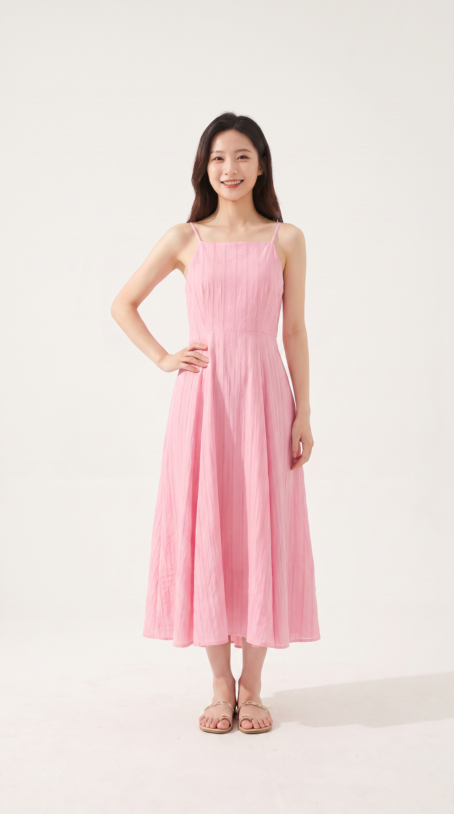 Mom and Daughter Pink Sleeveless A Line Maxi Summer Dress