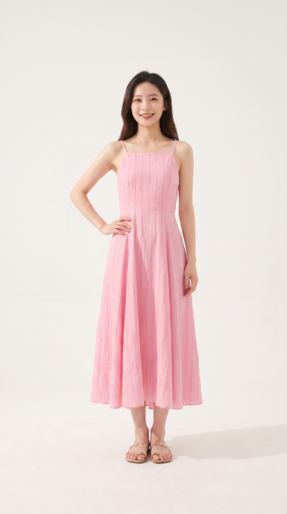 Mom and Daughter Pink Sleeveless A Line Maxi Summer Dress