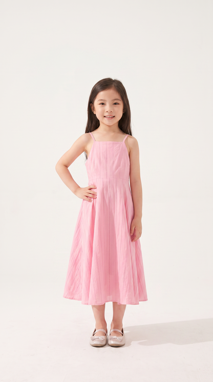 Mom and Daughter Pink Sleeveless A Line Maxi Summer Dress