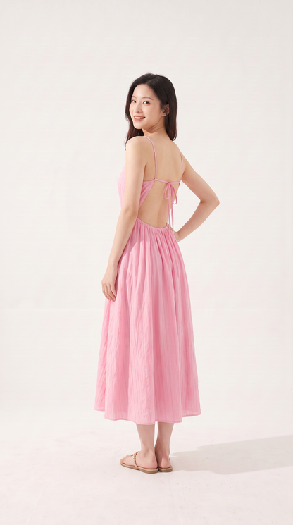 Mom and Daughter Pink Sleeveless A Line Maxi Summer Dress