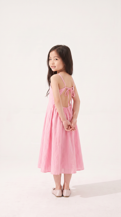 Mom and Daughter Pink Sleeveless A Line Maxi Summer Dress