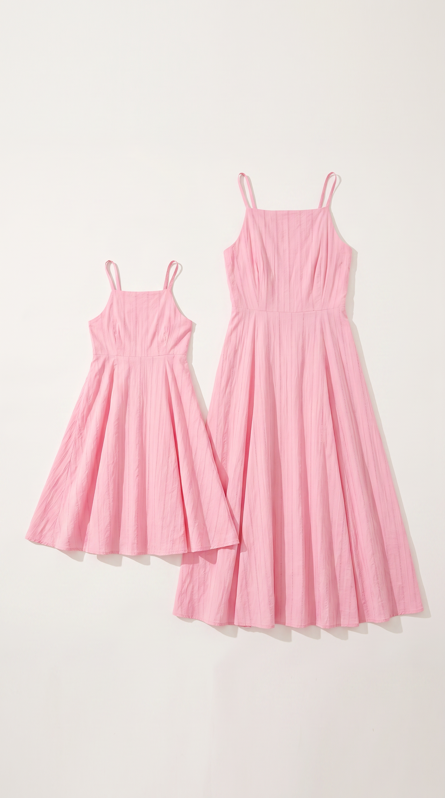 Mom and Daughter Pink Sleeveless A Line Maxi Summer Dress