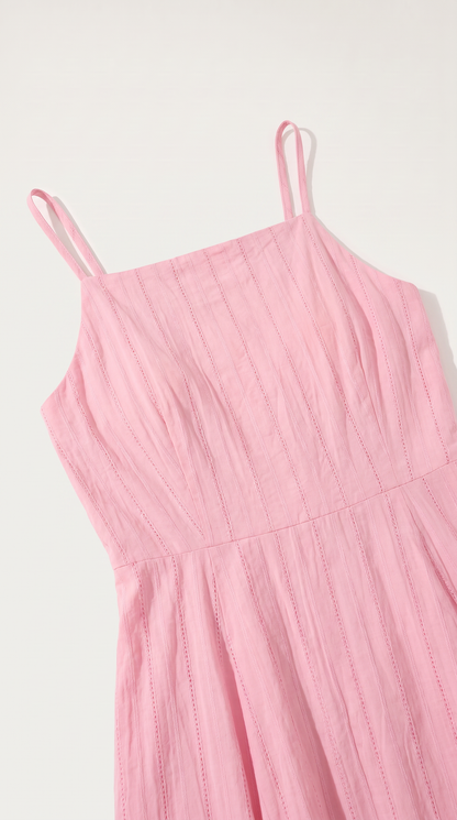 Mom and Daughter Pink Sleeveless A Line Maxi Summer Dress