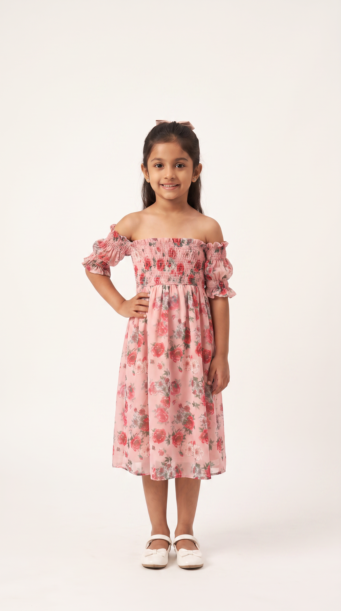 Mom and Daughter Floral Off Shoulder Summer Midi Dress