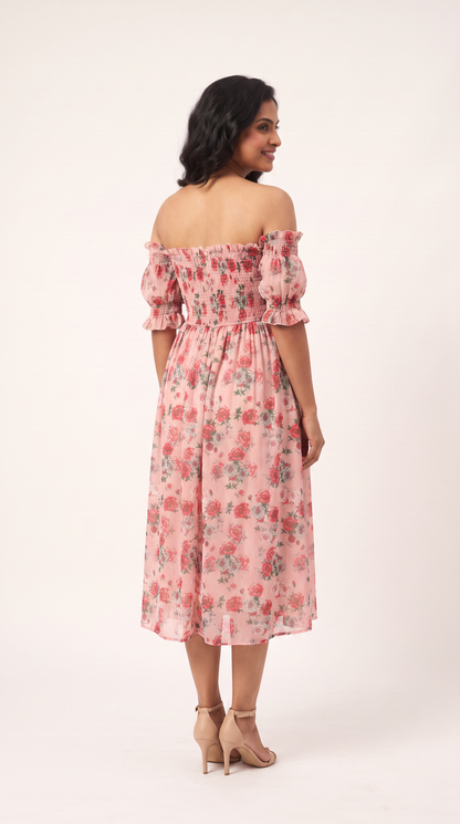 Mom and Daughter Floral Off Shoulder Summer Midi Dress