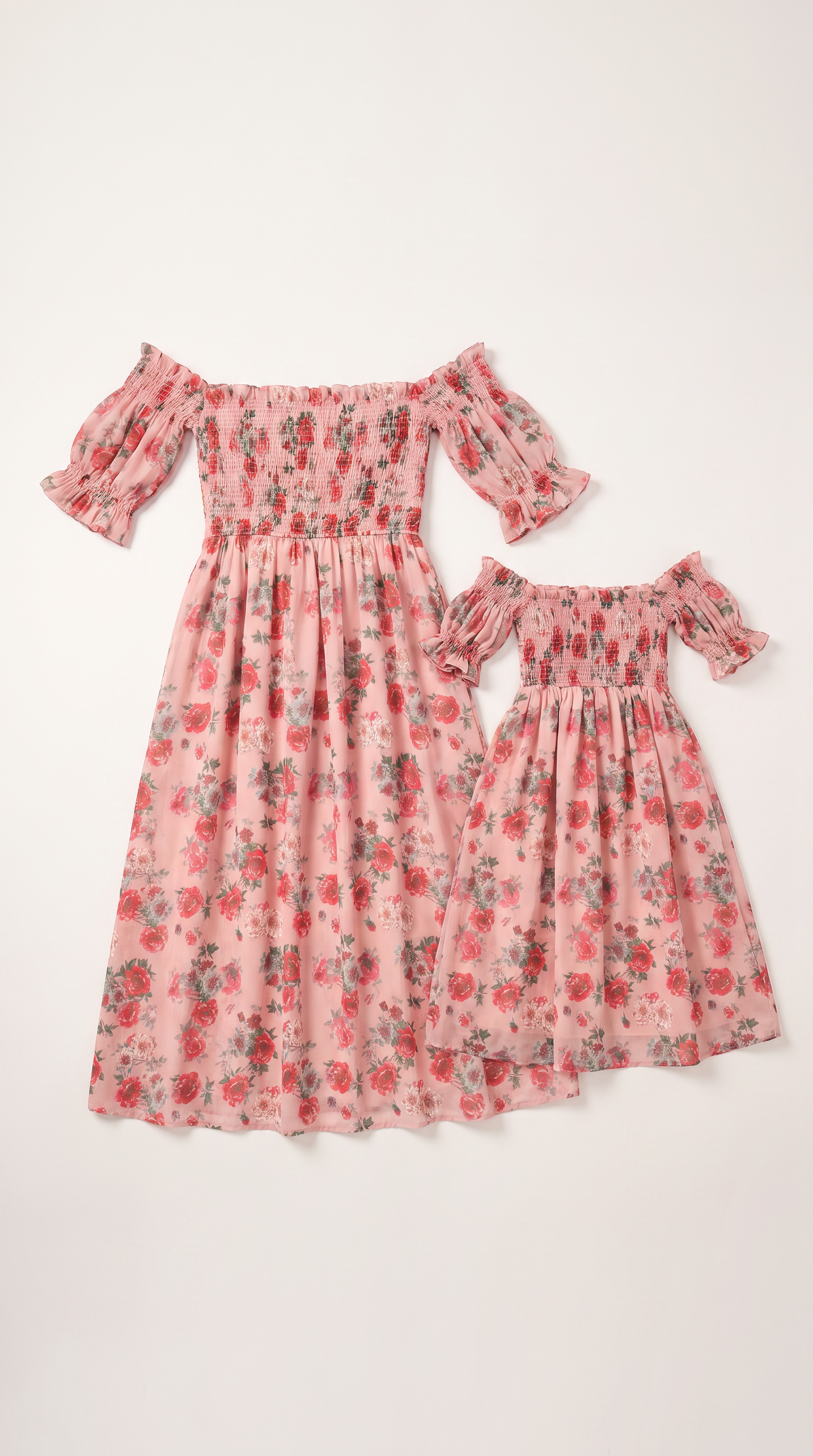 Mom and Daughter Floral Off Shoulder Summer Midi Dress