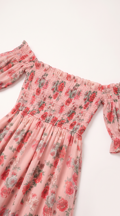 Mom and Daughter Floral Off Shoulder Summer Midi Dress
