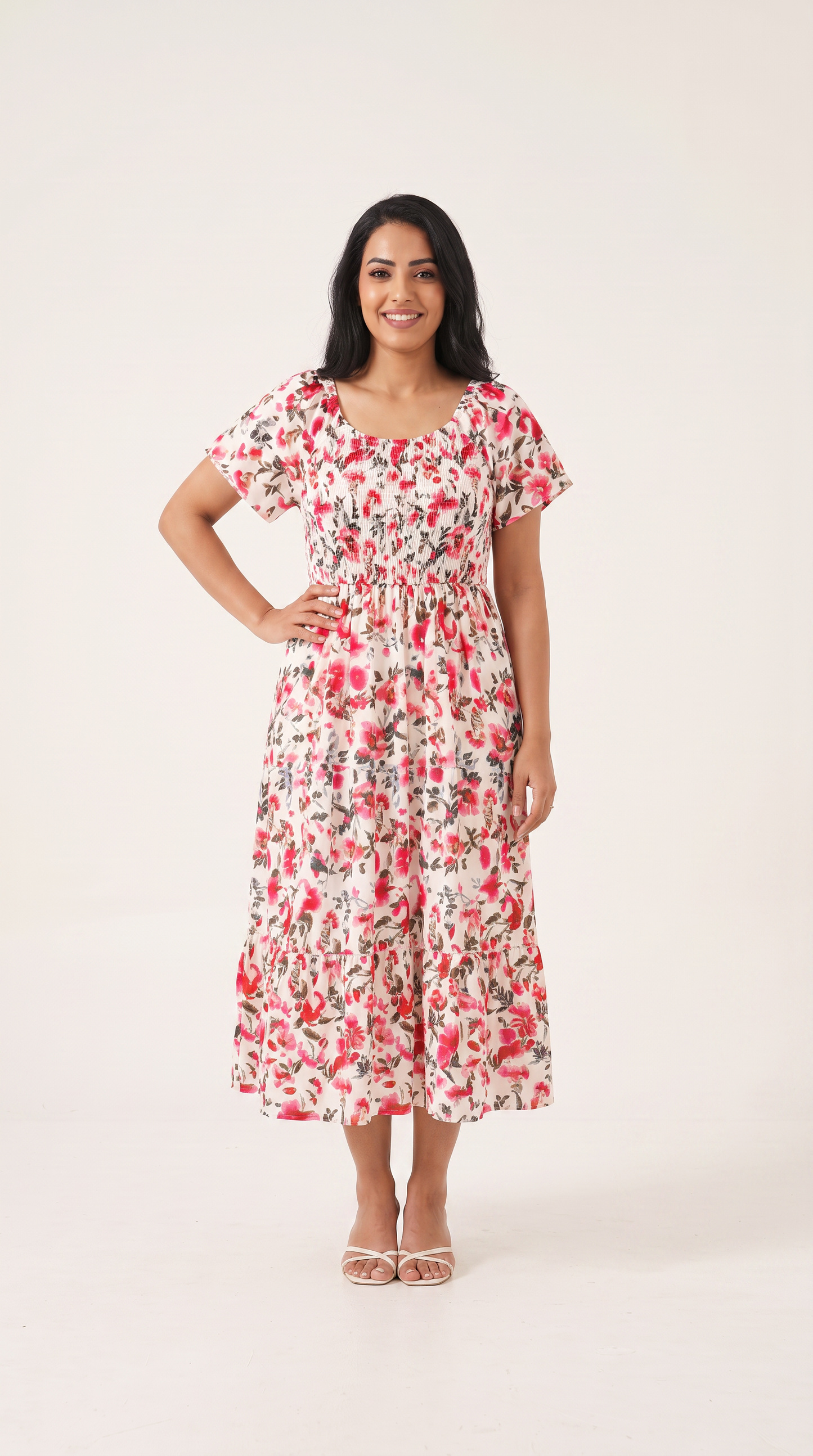 Mom and Daughter Pink Floral Off-Shoulder Midi Dress Set