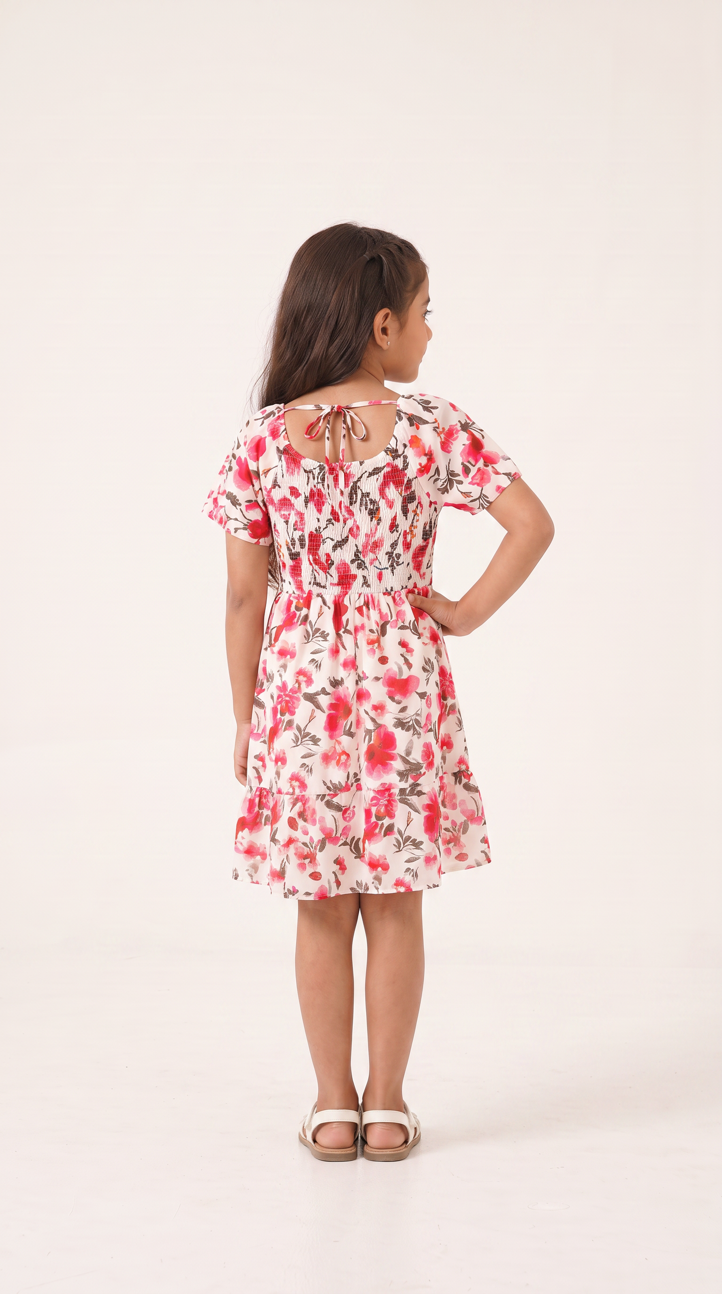 Mom and Daughter Pink Floral Off-Shoulder Midi Dress Set