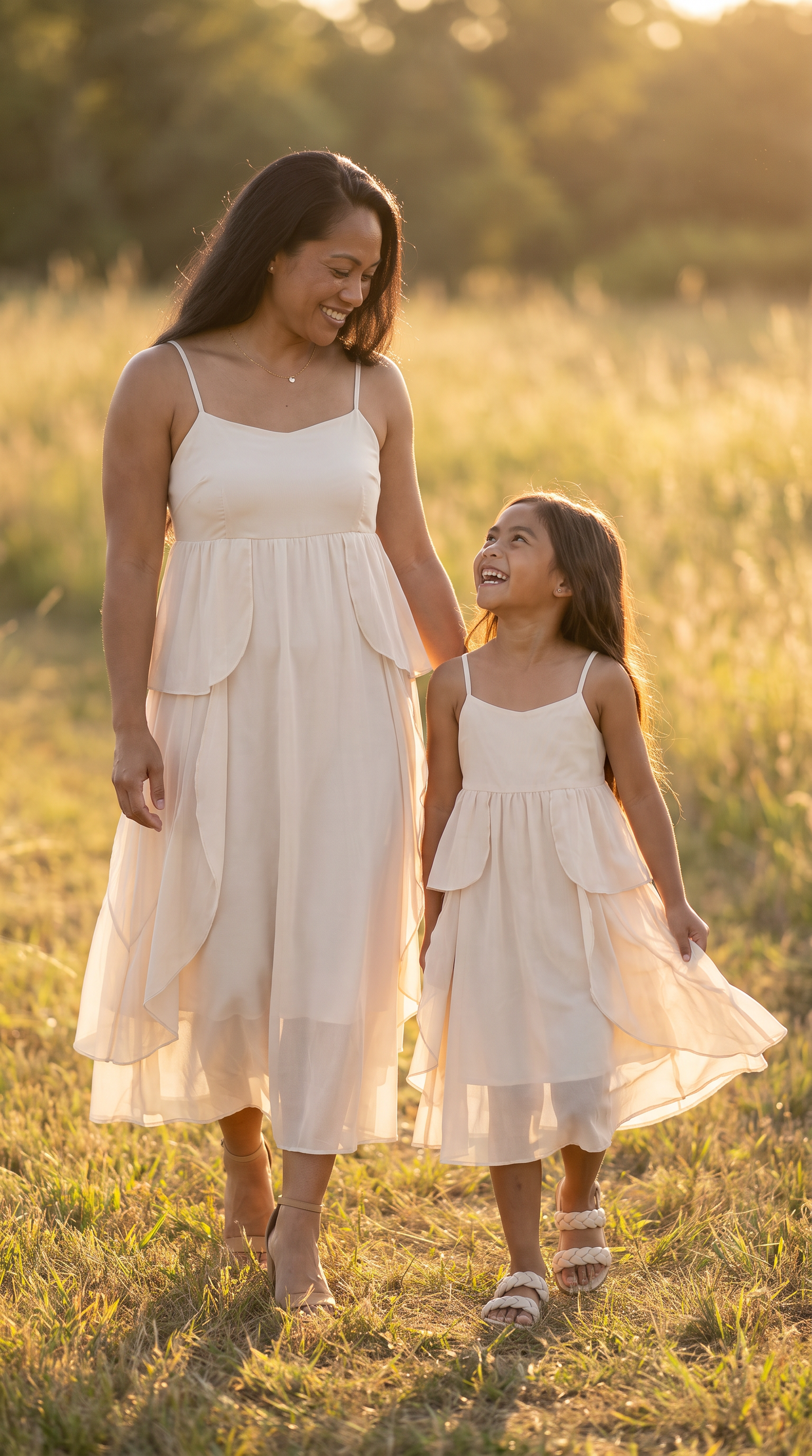 Mom and Daughter Sleeveless Tiered Summer Dress Set