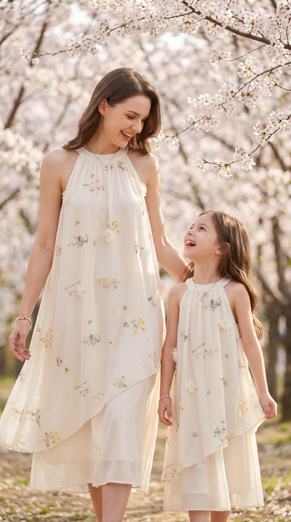 Mom and Daughter Floral Maxi Summer Dress Matching Set