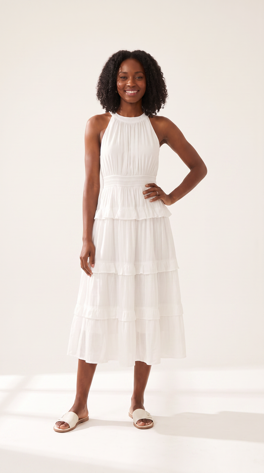 Mommy And Me White Tiered Matching Summer Dress Set
