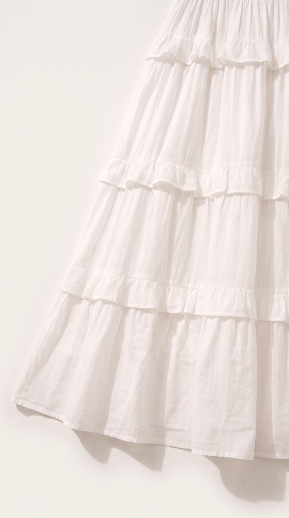 Mom and Daughter White Tiered Halter Dress Set