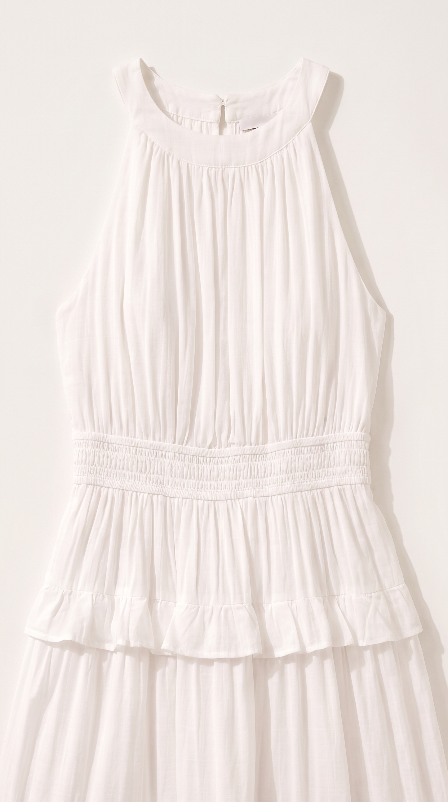 Mom and Daughter White Tiered Halter Dress Set