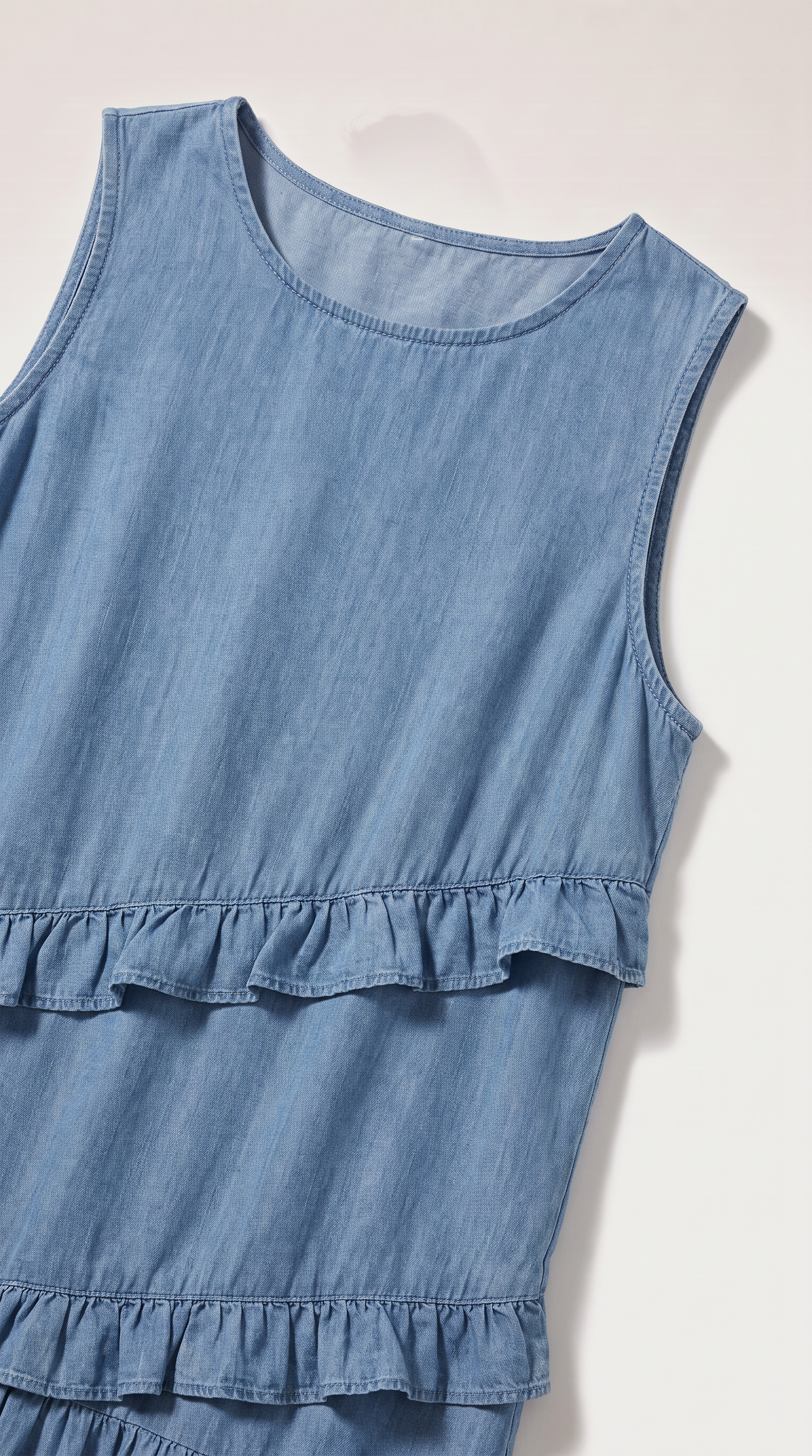 Mom and Daughter Blue Sleeveless Ruffle Dress Set