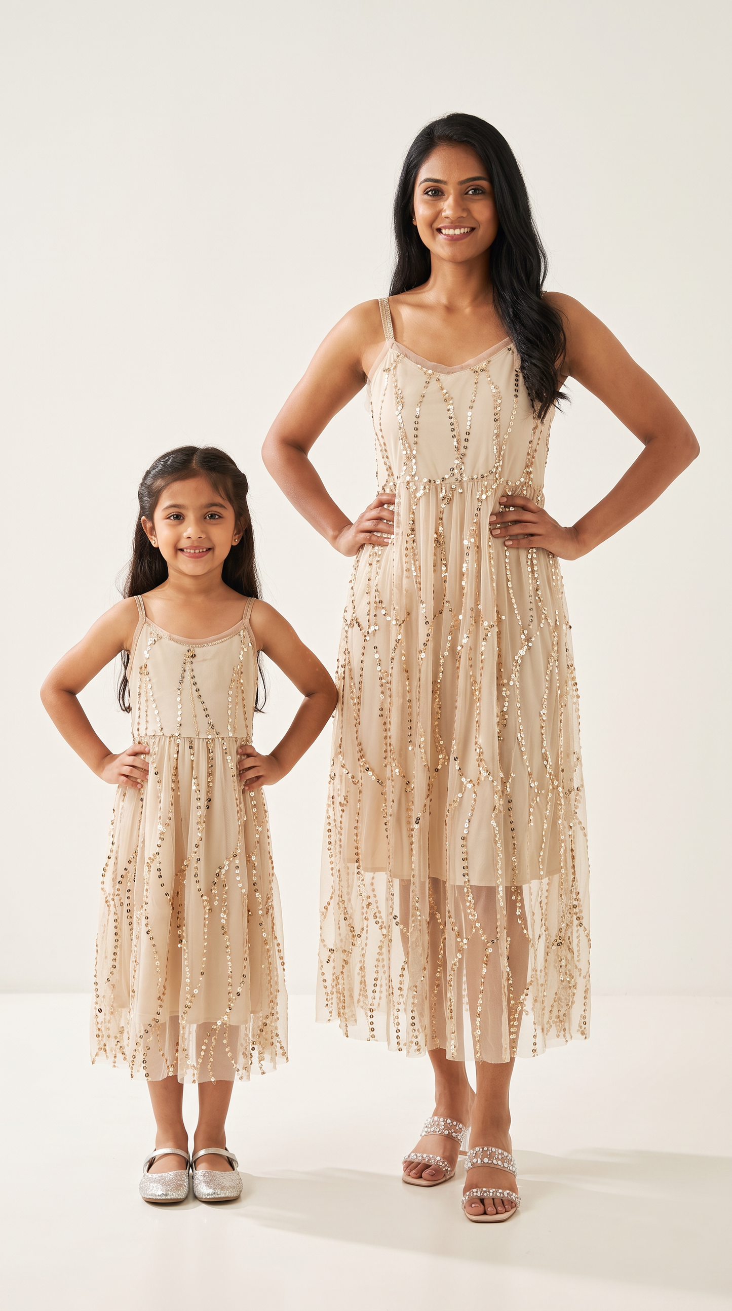Mom and Daughter Sequin Tulle Summer Dress Set