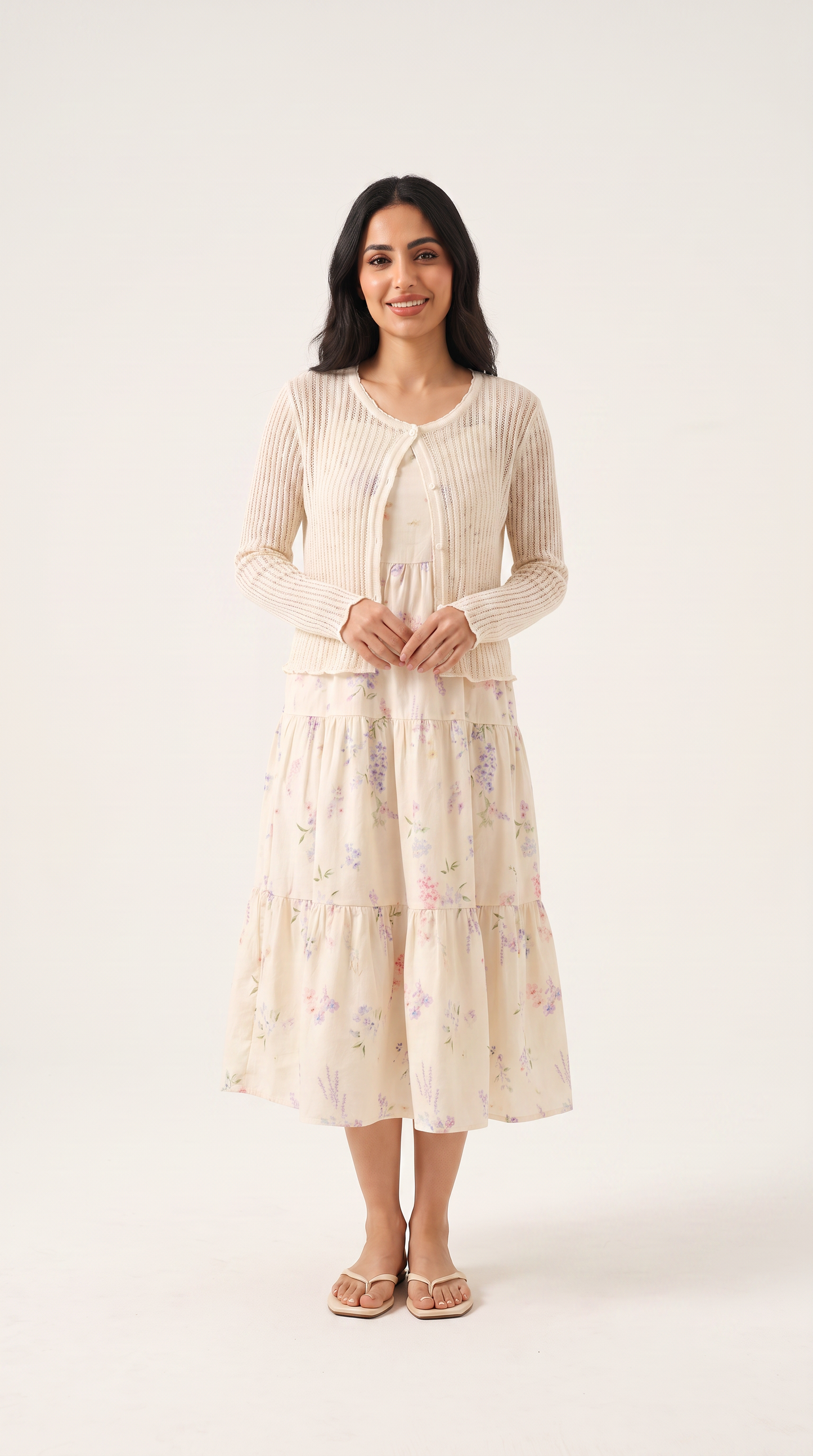 Mom and Daughter Floral Tiered Long Sleeve Dress Set