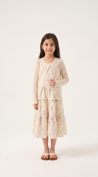 Mom and Daughter Floral Tiered Long Sleeve Dress Set