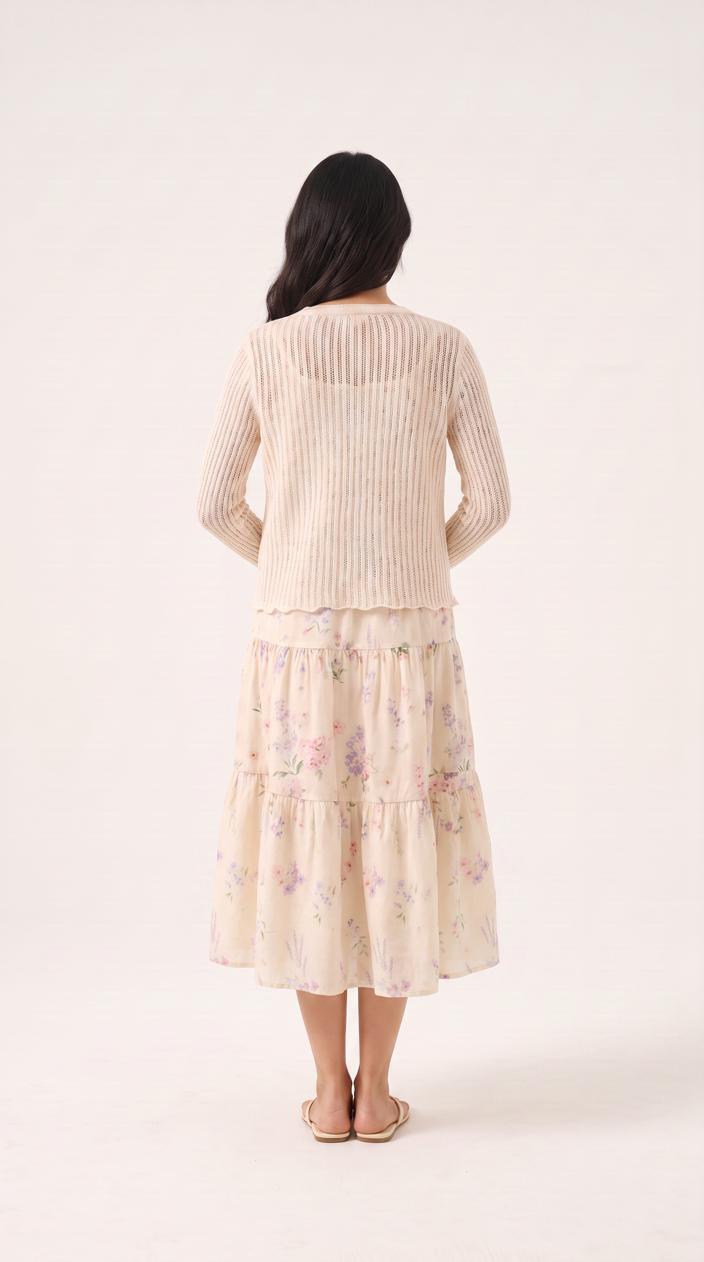 Mom and Daughter Floral Tiered Long Sleeve Dress Set