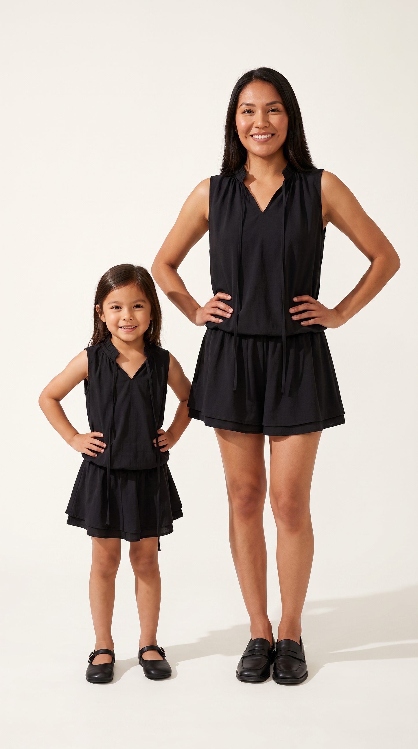 Mom and Daughter Sleeveless Black Summer Dress Set