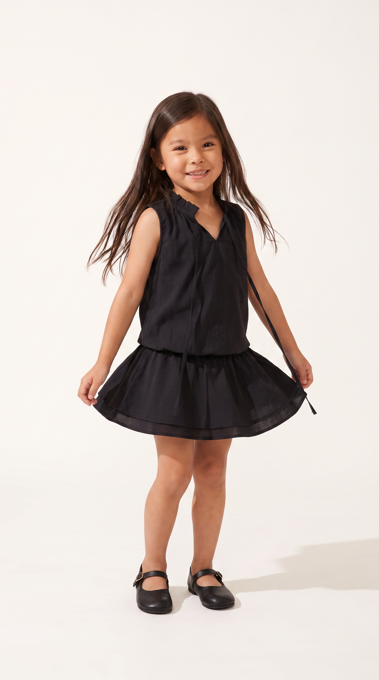 Mom and Daughter Sleeveless Black Summer Dress Set