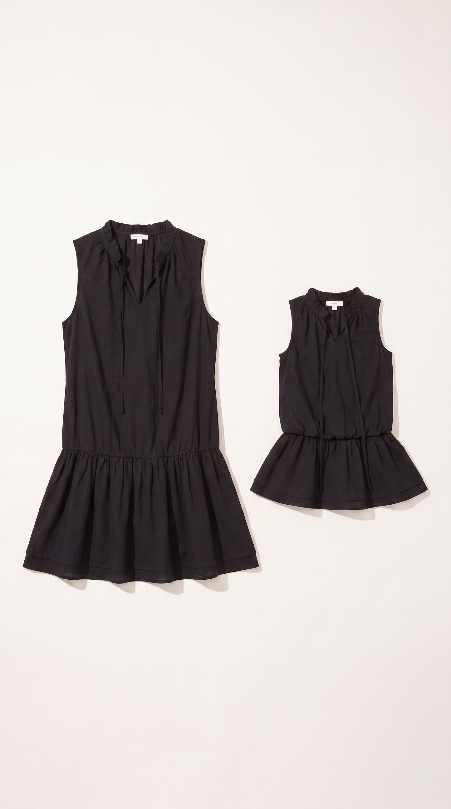 Mom and Daughter Sleeveless Black Summer Dress Set