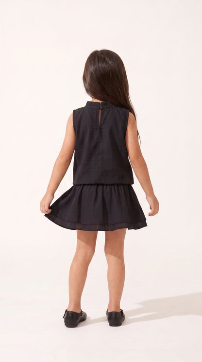Mom and Daughter Sleeveless Black Summer Dress Set