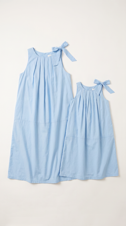 Mom and Daughter Blue Summer Sleeveless Dress Set