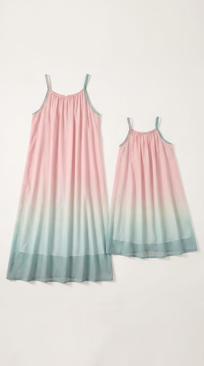 Mom and Daughter Ombre Beach Sleeveless Maxi Dress Set