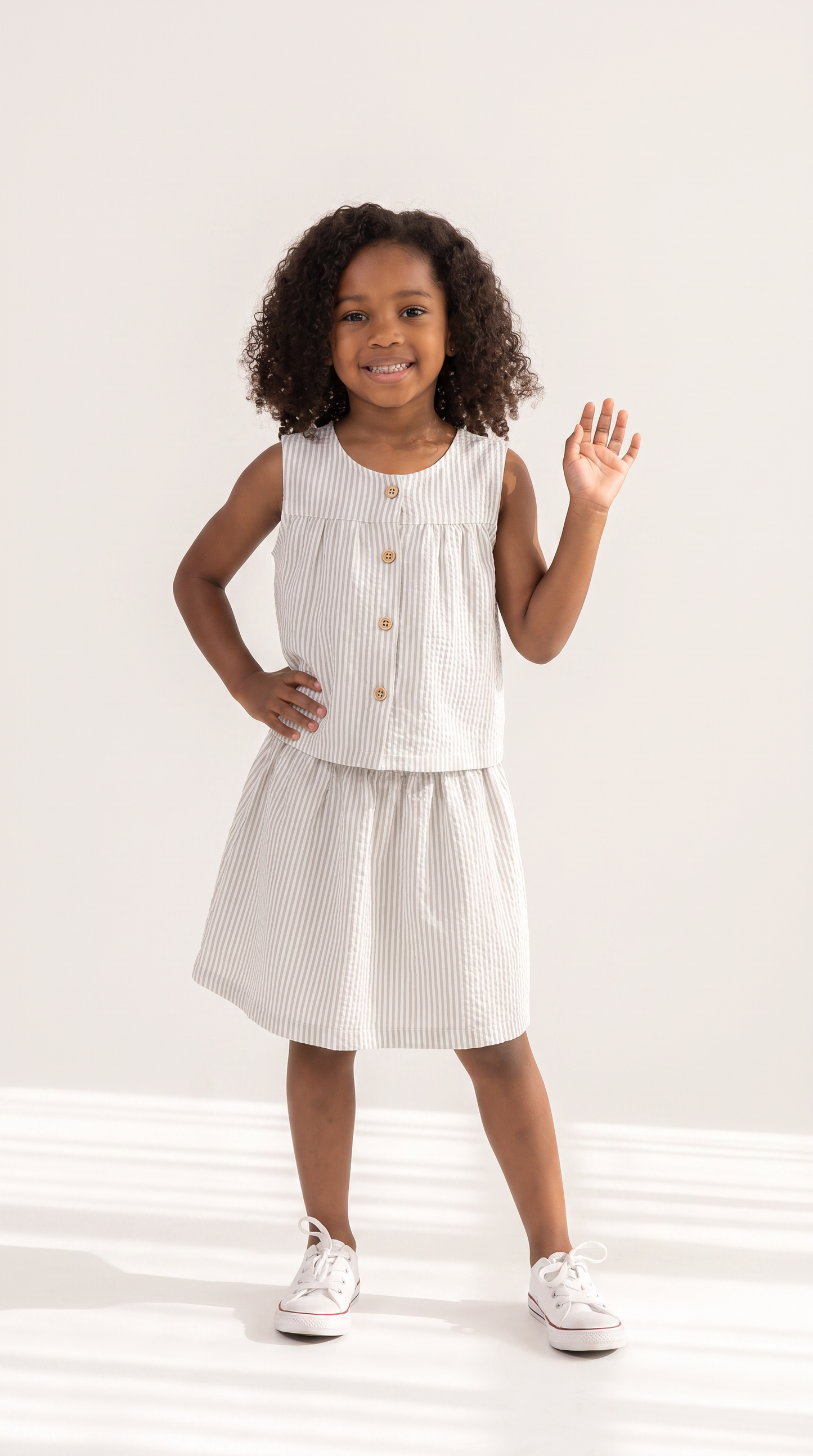 Mom and Daughter Stripe Pattern Sleeveless Dress Set
