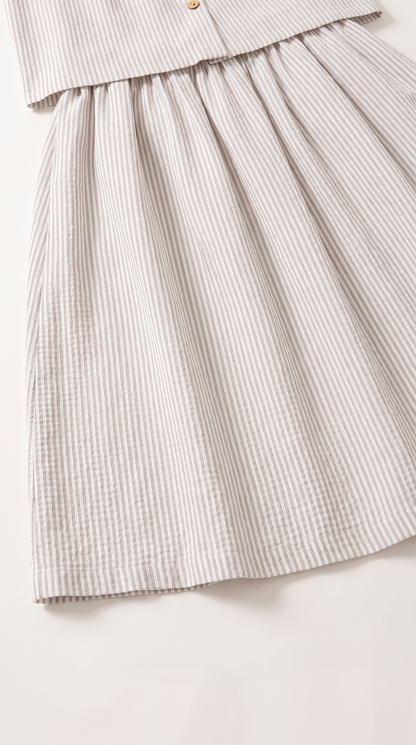 Mom and Daughter Stripe Pattern Sleeveless Dress Set