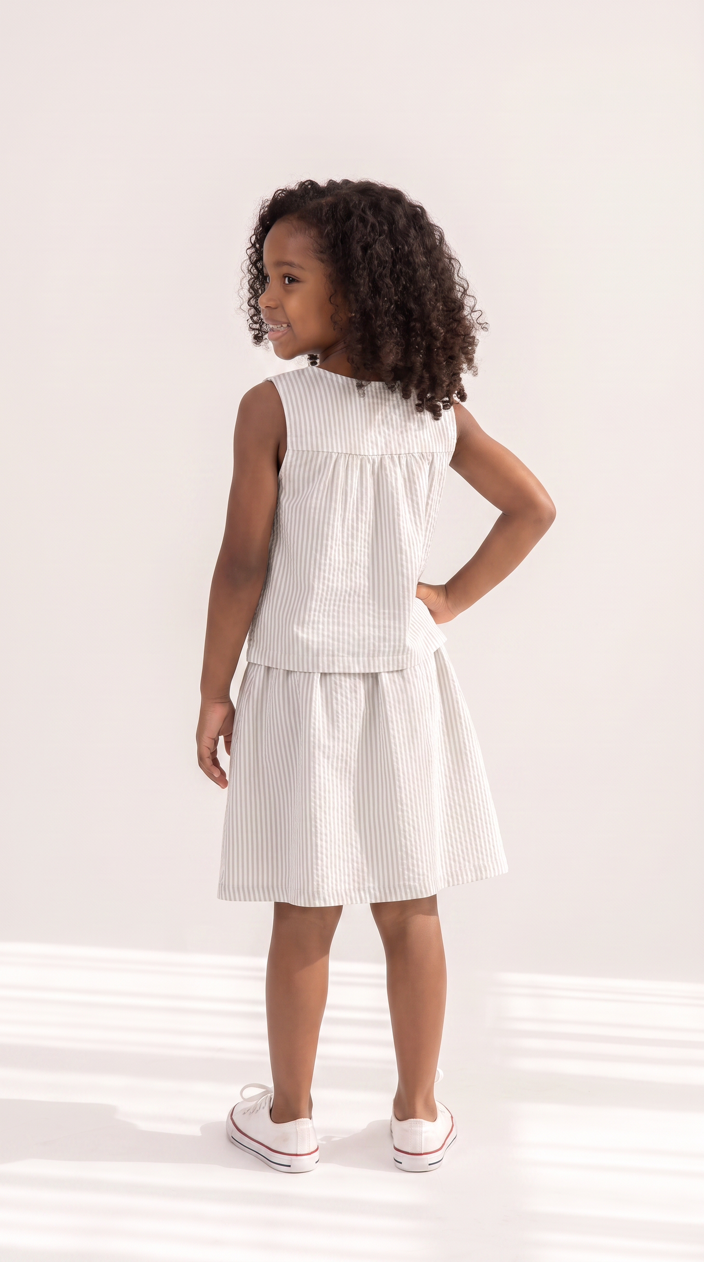 Mom and Daughter Stripe Pattern Sleeveless Dress Set