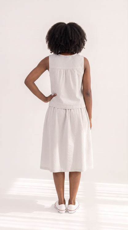 Mom and Daughter Stripe Pattern Sleeveless Dress Set