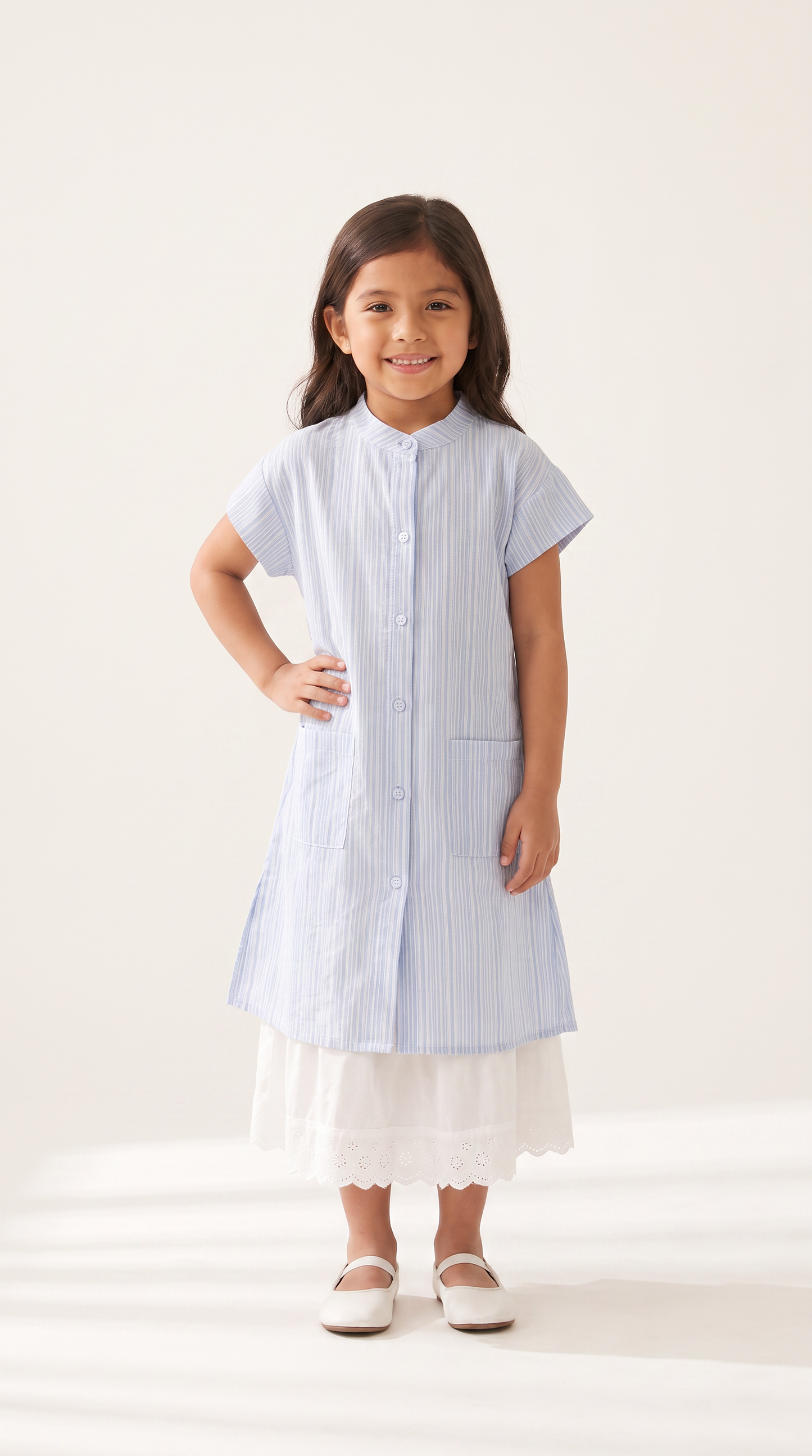 Mom and Daughter Blue Stripe Summer Dress Set