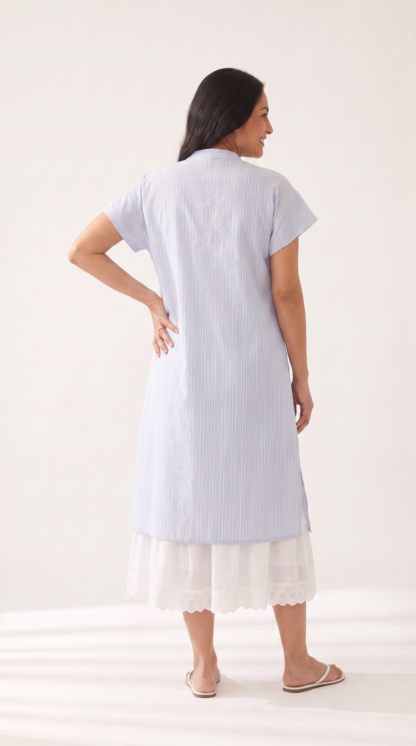 Mom and Daughter Blue Stripe Summer Dress Set