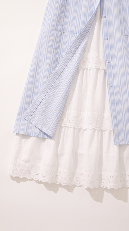 Mom and Daughter Blue Stripe Summer Dress Set