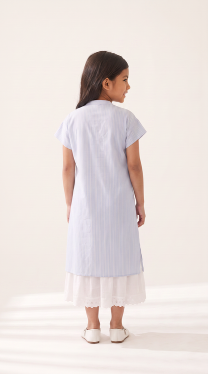 Mom and Daughter Blue Stripe Summer Dress Set