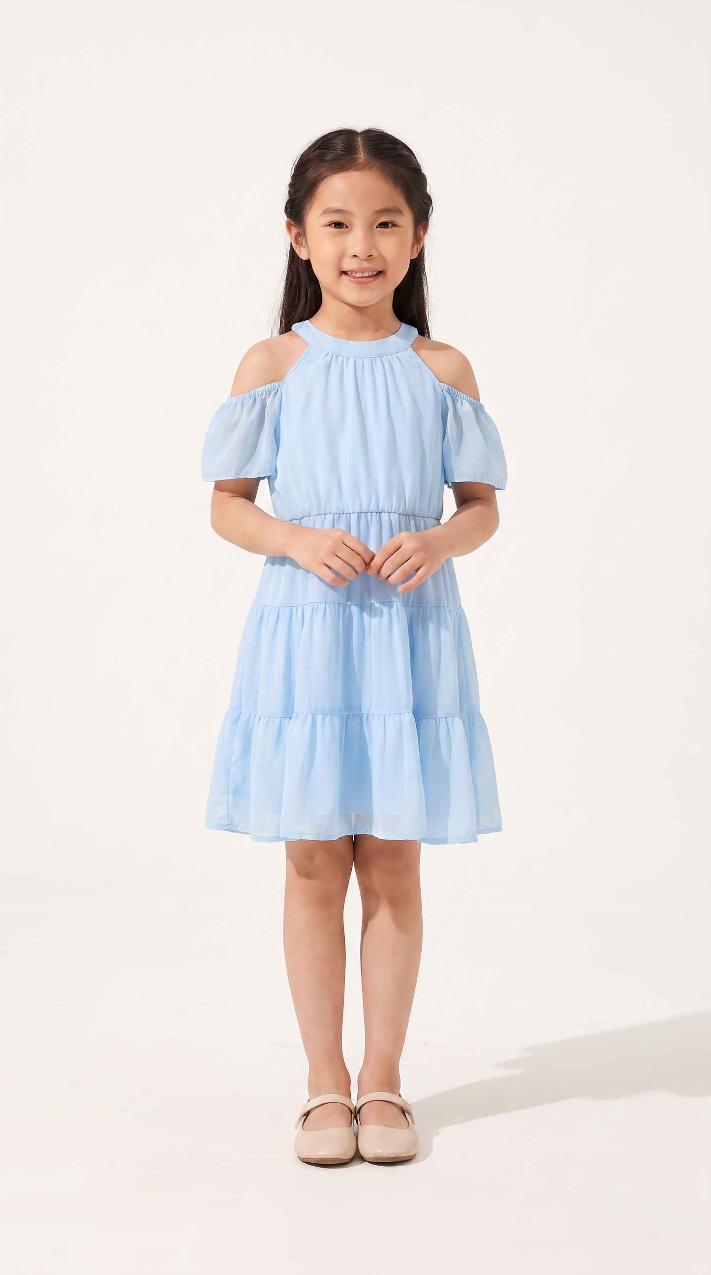 Mom and Daughter Blue Off-Shoulder Summer Dress Set