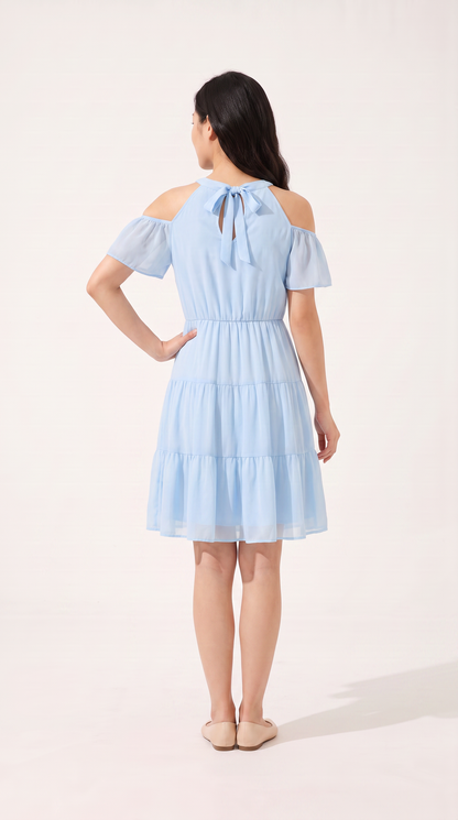 Mom and Daughter Blue Off-Shoulder Summer Dress Set