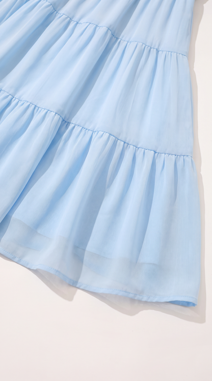 Mom and Daughter Blue Off-Shoulder Summer Dress Set