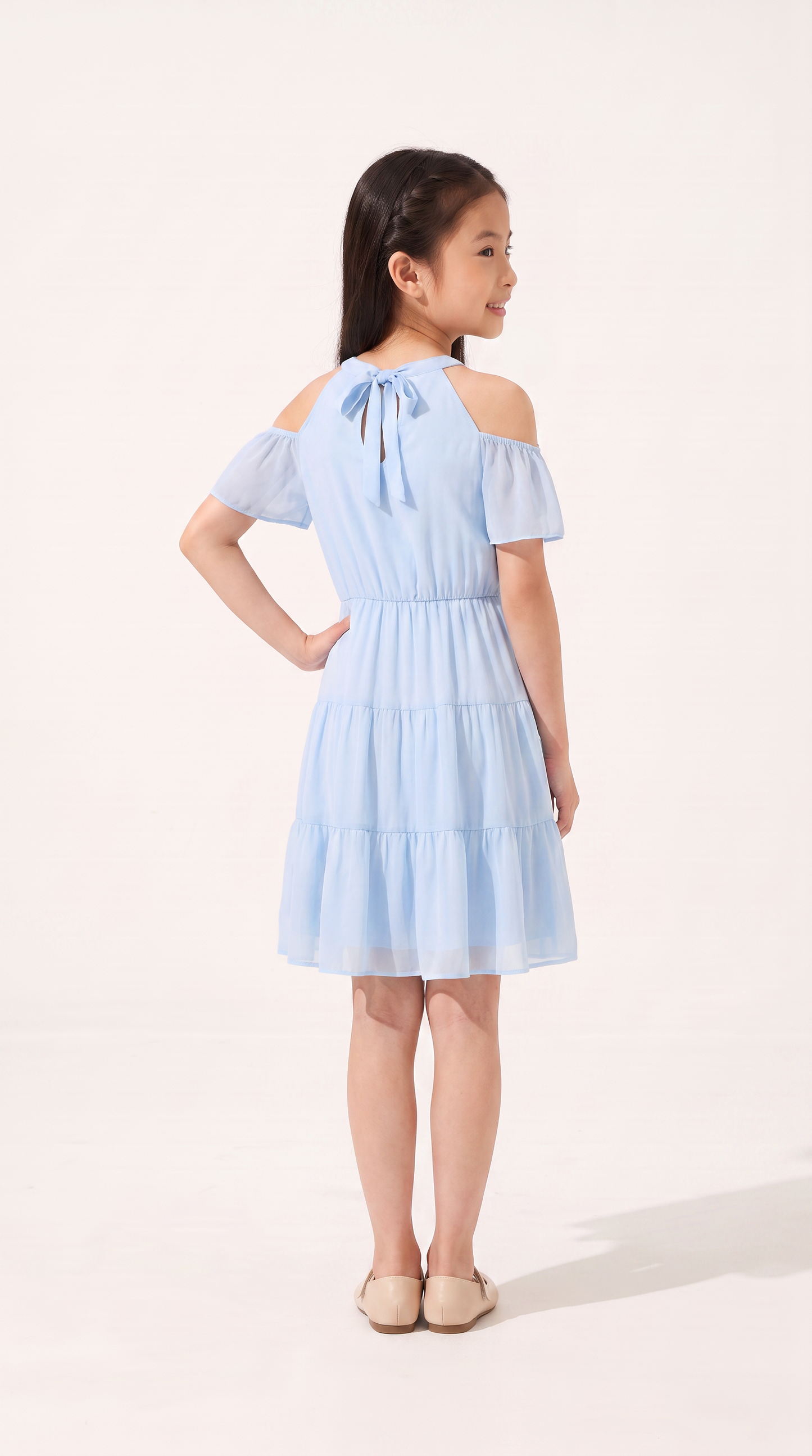 Mom and Daughter Blue Off-Shoulder Summer Dress Set